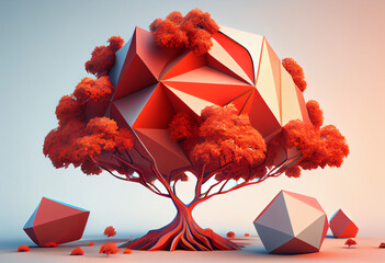 Poster - Beautiful abstract surreal tree. Generative AI technology.	
