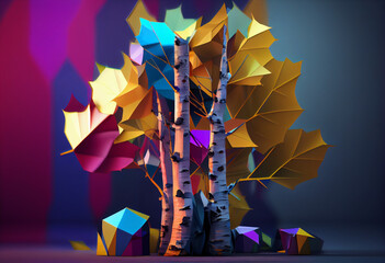Poster - Beautiful abstract surreal tree. Generative AI technology.	
