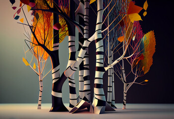 Poster - Beautiful abstract surreal tree. Generative AI technology.	

