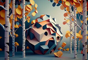 Poster - Beautiful abstract surreal tree. Generative AI technology.	
