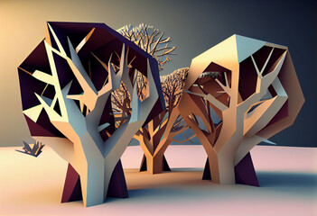 Poster - Beautiful abstract surreal tree. Generative AI technology.	
