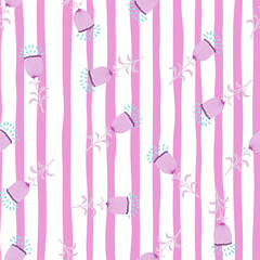 Seamless spring pattern with stylize flowers. Elegant botanical background. Abstract floral wallpaper.