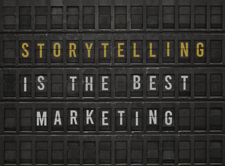 Wall Mural - Flip board with text Storytelling is the best Marketing