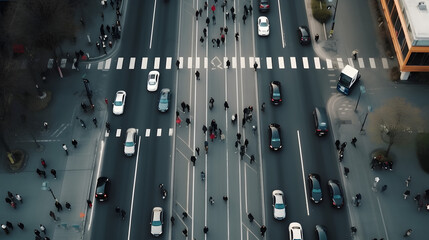 crowded city traffic topview
