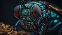 Macro Shot Of A Close-up Of A Fly's Eye/Generative AI