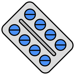 Sticker - An editable design icon of pills strip