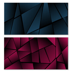 Abstract polygonal pattern. Set of two dark gradient polygonal backgrounds. Background design, cover, postcard, banner, wallpaper