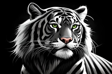 Wall Mural - Black and white Tiger, Generative AI