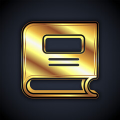 Poster - Gold Book icon isolated on black background. Vector