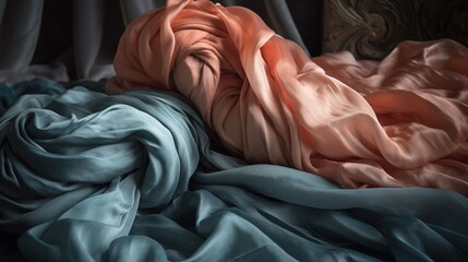  a bed with a blanket and a blanket on top of it.  generative ai