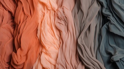  a group of different colored sheets of cloth on a wall.  generative ai