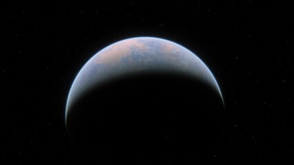 Wall Mural - cinematic animation of exoplanet in another solar system. a geologically active planet in another ga