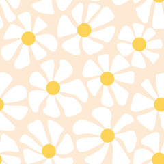 Wall Mural - retro style daisy flower seamless pattern- vector illustration