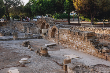 Canvas Print - Ancient ruins in Chrysopolitissa archeological site in Paphos, Cyprus