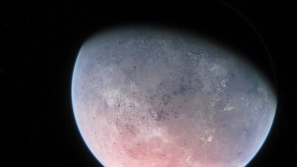 Wall Mural - cinematic animation of exoplanet in another solar system. a geologically active planet in another ga