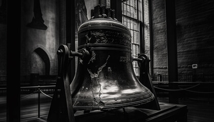 Wall Mural - Antique bell in old fashioned chapel rings loudly generated by AI