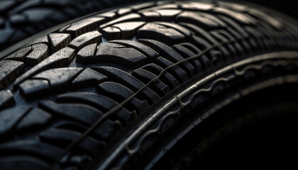 Poster - Black rubber tire on clean alloy wheel generated by AI