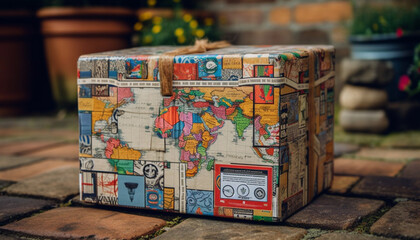 Sticker - Antique wooden trunk Travel back in history generated by AI