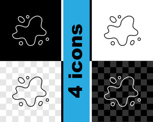 Sticker - Set line Water spill icon isolated on black and white, transparent background. Vector