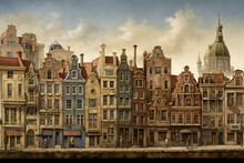 European Architectural Painting With Scandinavian Buildings