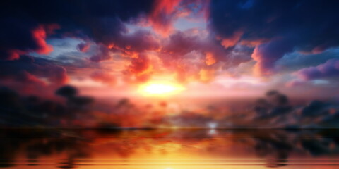 Wall Mural - night sky ,dramatic sunset orange dramatic cloudy blue sky nature landscape