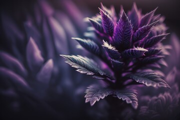 Wall Mural - hazy background, close-up of a purple plant generative ai