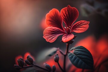 Wall Mural - red flower macro photo with out of focus backdrop generative ai