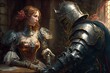 a illustration of a woman and a knight Generative AI