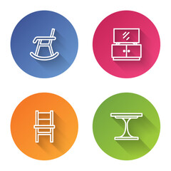 Wall Mural - Set line Armchair, TV table stand, Chair and Round. Color circle button. Vector