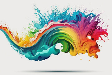 Rainbow wave. Colorful paint splash