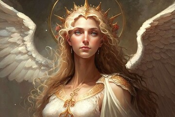 a illustration of a woman with angel wings Generative AI