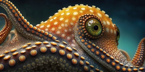 Wall Mural - Image of a for sale octopus in close up Generative AI