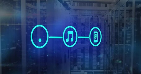 Poster - Animation of computer icons and connections over computer servers