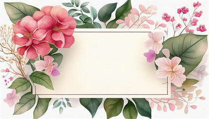 Wall Mural - Beautiful blooming floral wedding invitation banner, Generative AI