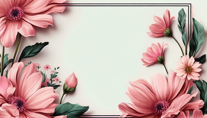 Wall Mural - Beautiful blooming floral wedding invitation banner, Generative AI