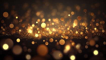 Wall Mural - Gold glitter bokeh light effect background, Generative AI