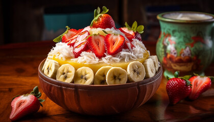 Sticker - Fresh organic berries on homemade yogurt parfait generated by AI