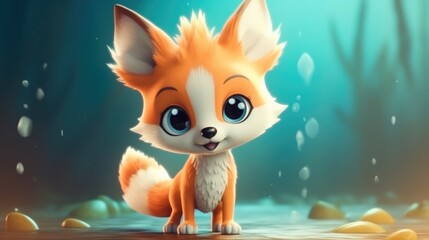 Wall Mural - adorable baby fox. created with generative ai.