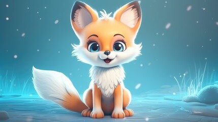 Wall Mural - adorable baby fox. created with generative ai.