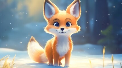 Wall Mural - adorable baby fox. created with generative ai.