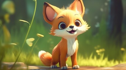 Wall Mural - adorable baby fox. created with generative ai.