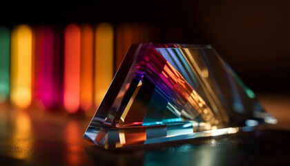 Poster - Brightly lit crystal stack shines with luxury generated by AI