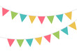 © 愛雯 黃 - Multicolored triangular flags on ropes on a white background. Decoration of triangular flags. Vector illustration