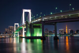 Fototapeta  - 東京お台場のレインボーブリッジと街並みの夜景