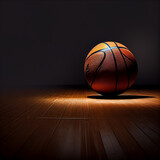 Fototapeta Sport - basketball ball on wooden floor banner design