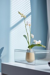 Wall Mural - White orchid in the room. Generative AI.