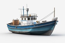 Fishing Boat Isolated. Generative AI