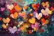 Beautiful colored hearts symbols oil painting - mother's day - Valentine's day - Wedding day - Generative Ai