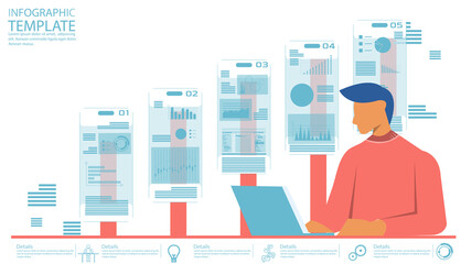 Wall Mural - professionals analyzing graphs.online stock trading.design  template application interface with flat illustrations,UI,idea and concept think creativity modern  design vector