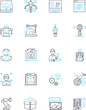 © Nina - technical drawing linear icons set. Blueprint, Schematic, Drafting, Diagramming, Orthographic, Perspective, Isometric line vector and concept signs. Sketching,Engineering,CAD outline illustrations
